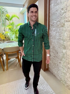 Camisa Social RL Flanelada Xadrez Verde - comprar online