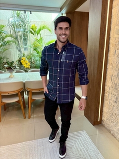 Camisa Social RL Flanelada Xadrez Azul - comprar online