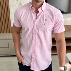 Camisa Social RL Manga Curta Xadrez Rosa
