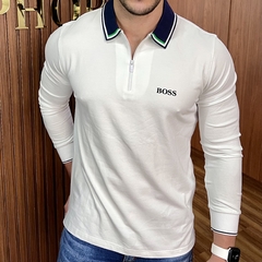 Camisa Polo Manga Longa Branca