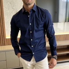 Camisa Social RL Manga Longa Azul na internet