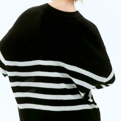 Sweater negro con rayas blancas - CLOSET by las Marías