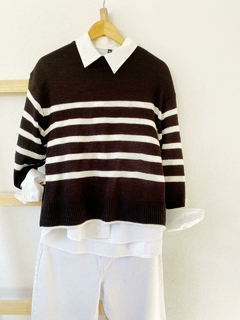 Sweater negro con rayas blancas - comprar online