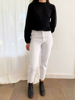 Blusa con mangas globo / negra - tienda online