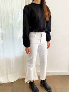 Blusa con mangas globo / negra - comprar online