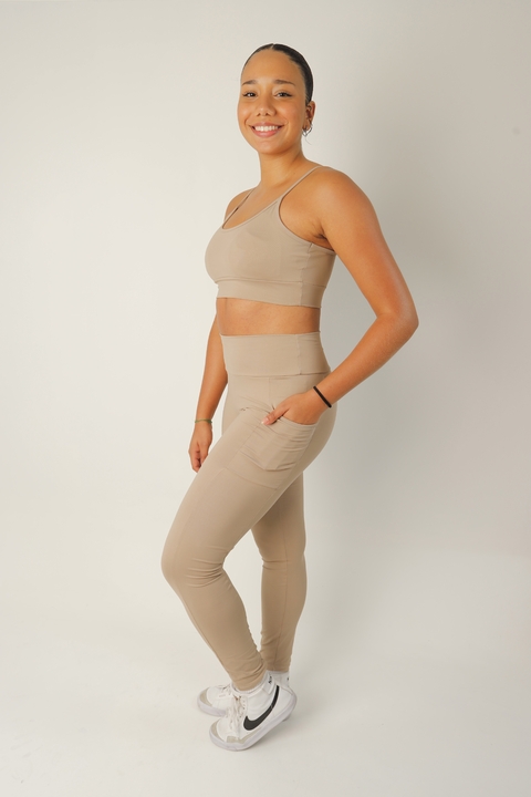 CONJUNTO CLASSIC LEGGING BOLSO E TOP ALICE CAPPUCINO - comprar online