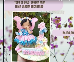 Topo de bolo personalizado em biscuit Tema Jardim Encantado Fadinha - comprar online