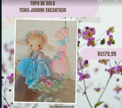 Topo de bolo personalizado em biscuit Tema Jardim Encantado Boneca - comprar online