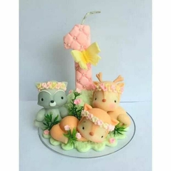 Topo de bolo personalizado em biscuit Tema Bosque Encantado