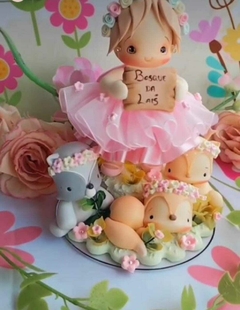 Topo de bolo personalizado em biscuit Tema Bosque Encantado