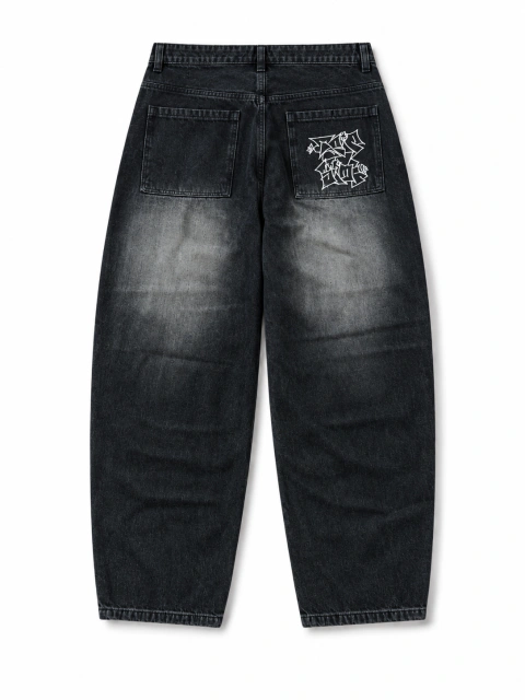 Calça corte reto Tripside 'Letreiro' Cinza escuro