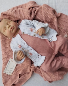 Saída maternidade tricô 3 peças macacão e manta - Maja baby