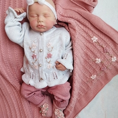 Saída maternidade tricô 3 peças macacão e manta - Maja baby