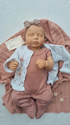 Saída maternidade tricô 3 peças macacão e manta