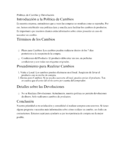 Banner de la categoría Política de Cambio y Devolución