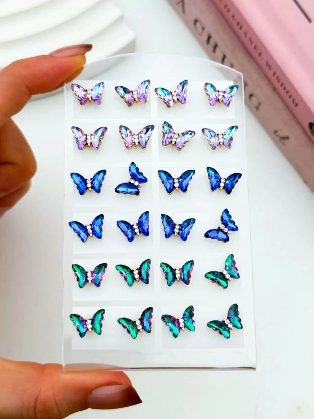 AROS MARIPOSA TORNASOLADO ACERO