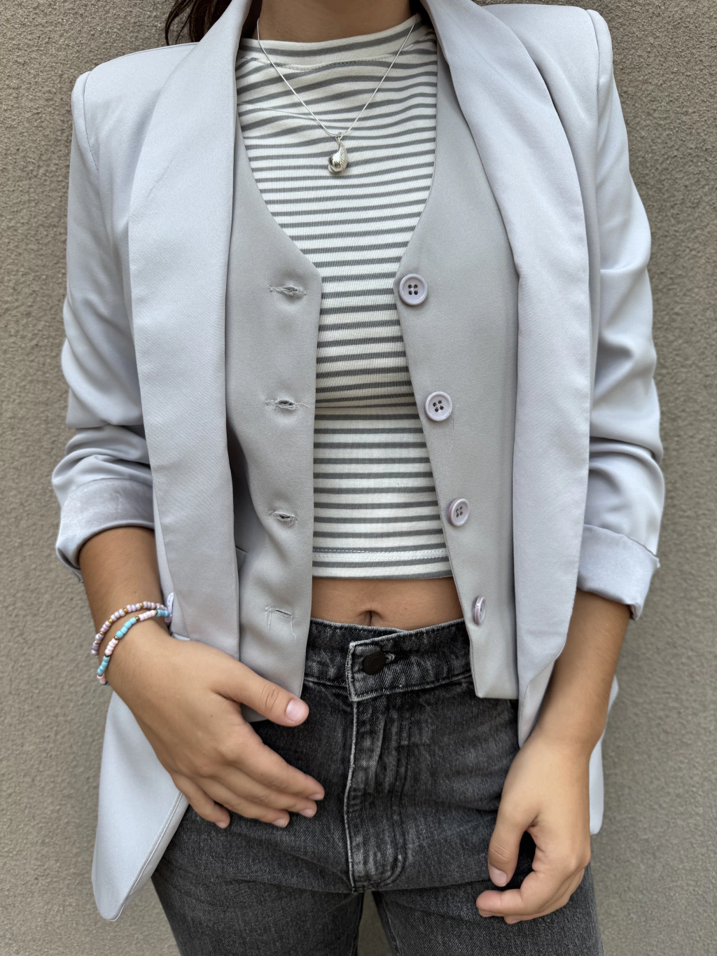 COLLAR GOTA ACERO BLANCO