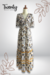 Vestido Midi Beige Estampado