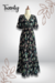 Vestido Midi Negro Manga Murcielago