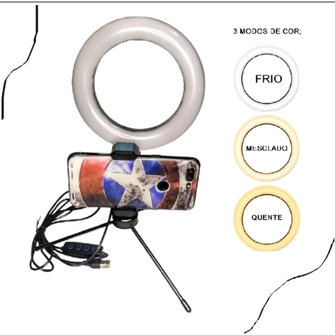 Ringlinght Iluminação Anel Luz 8 Polegada 20cm Com Mini Tripé Suporte Celular