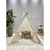 Cabana toca tenda barraca infantil cor cru 120x120 + bandeirinhas