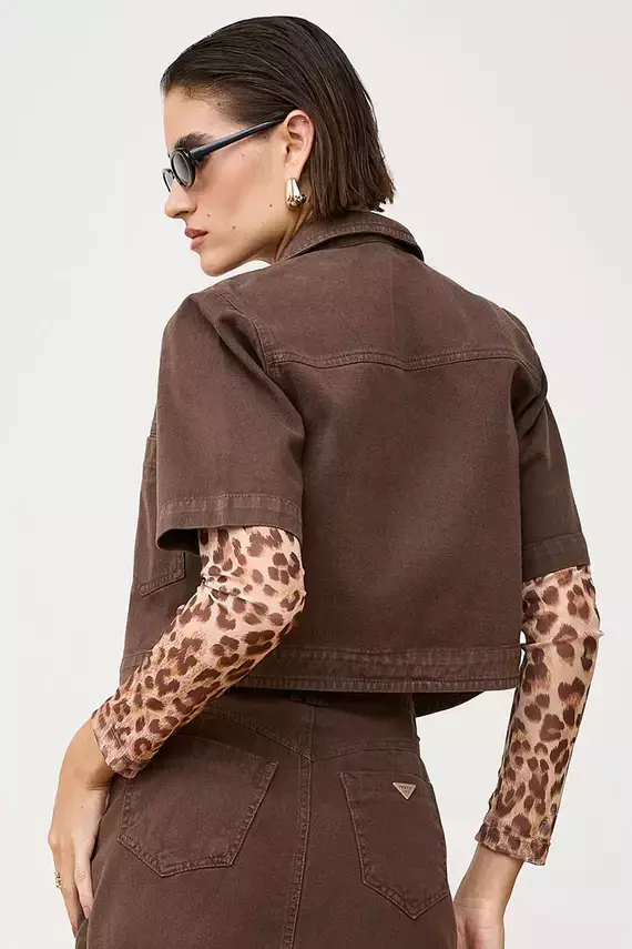 Camisa Cropped Maria Marrom Mousse