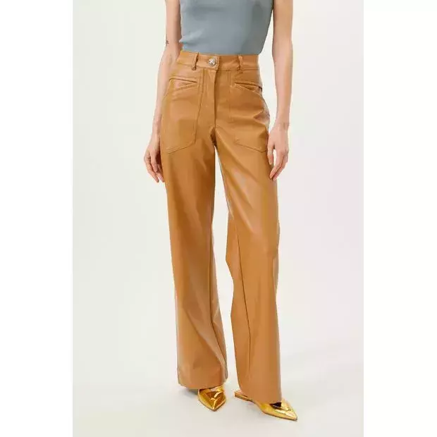 Calça Wide Leg Poliuretano