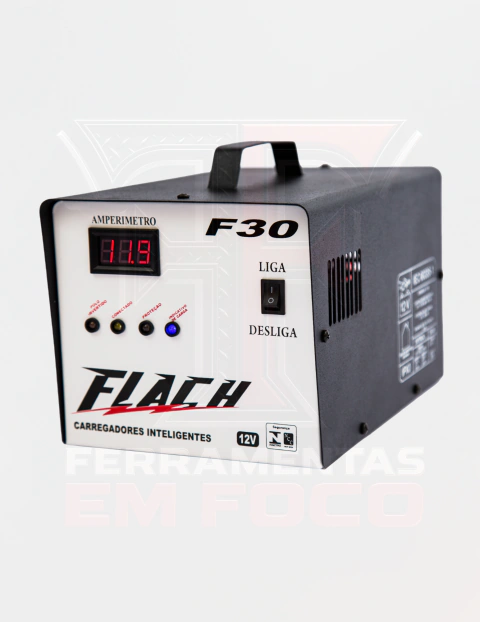 Carregador de Bateria Digital 30A 12V com Auxiliar de Partida F30 Flach