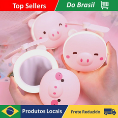 DAFUSHOP Espelho De Maquiagem Led Portátil Porquinho Mini Ventilador Beleza cui - loja online