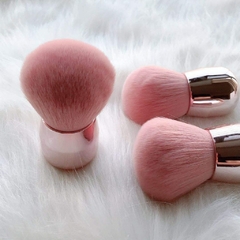Pincel De Maquiagem Facial Pó Blush Base Rosa Kabuki