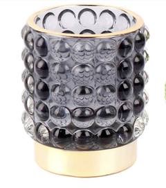 Porta Vela De Vidro Bubble Filete Dourado - comprar online