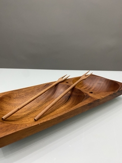 Petisqueira De Madeira Artesanal + Garfos Artesanais