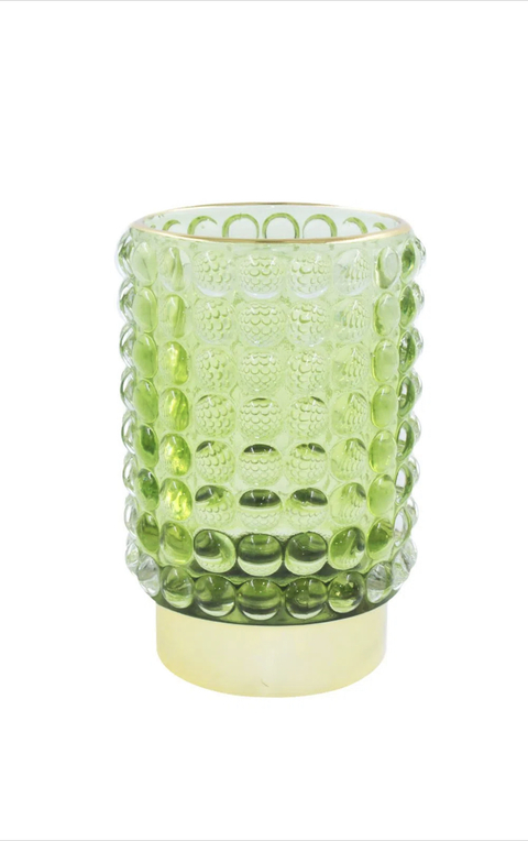 Porta Vela De Vidro Bubble Filete Dourado