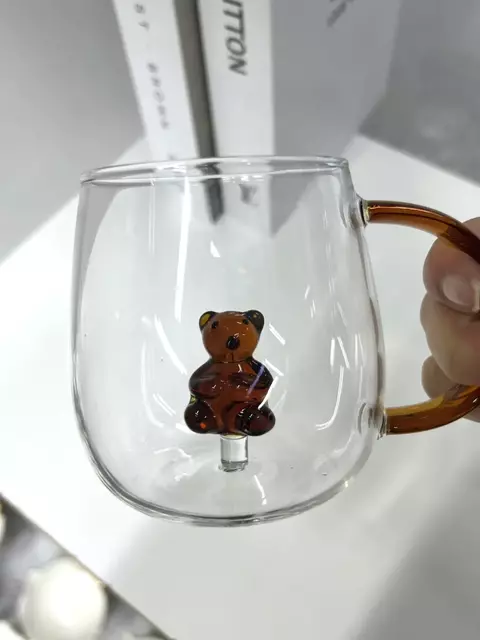 TAZA DE VIDRIO OSITO CARIÑOSITO CARAMEL
