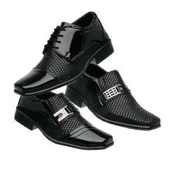 KIT 3 Pares Sapato Social Infantil Preto Verniz Super Macios Linha Premium KIT29 - comprar online