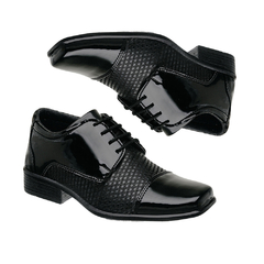 2 Pares Sapato Infantil Preto Social Verniz Brilhoso Criança Pajem Igreja KIT33