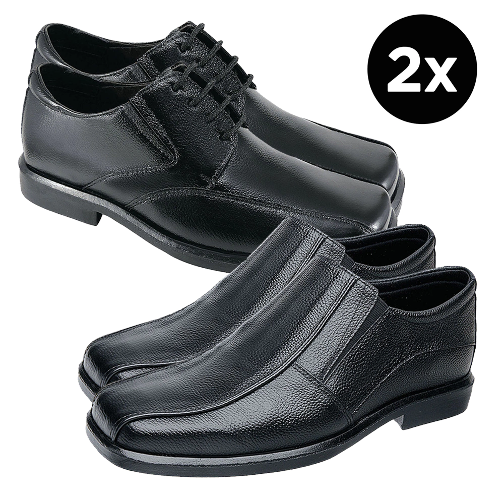 KIT 2 Pares Sapato Masculino Em Couro Social Super Confortável KIT07
