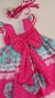 Vestido de Festa Junina Laurinda - Rosa e Verde Água - comprar online