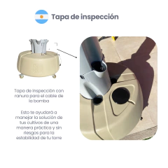 KIT Completo PRO - Torre hidropónica 28 Plantas | Verde Magenta - Gris con Base Beige - Verde Magenta
