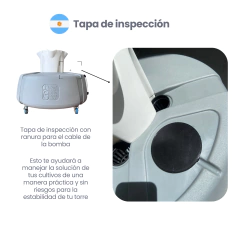 KIT Completo PRO - Torre hidropónica 28 Plantas | Verde Magenta - Blanco con Base Gris Claro - Verde Magenta