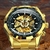 ORIGINAL SUPER Relógio ouro mecânico automático masculino esqueleto, vintage, luxo gold - comprar online