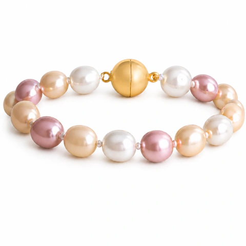 Pulseira em Pérolas de Água Doce Banho Ouro 18K