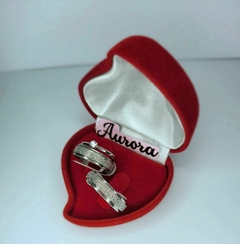 PAR DE ALIANÇA PRATA COM MEIO GIRATÓRIO 6MM