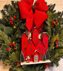 Guirlanda de Natal Casa Vermelha Amoreira Decor 60 cm - loja online