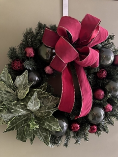 Guirlanda de Natal Amoreira Decor Vinho e Verde 65cm - loja online