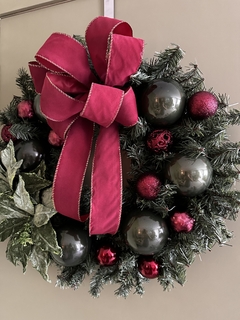 Guirlanda de Natal Amoreira Decor Vinho e Verde 65cm