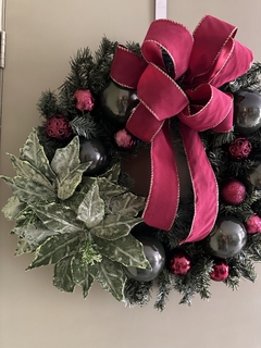 Imagem do Guirlanda de Natal Amoreira Decor Vinho e Verde 65cm