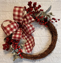 Guirlanda de Natal Amoreira Decor Laço Xadrez 40 cm