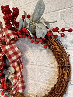 Guirlanda de Natal Amoreira Decor Laço Xadrez 40 cm - AMOREIRA DECOR