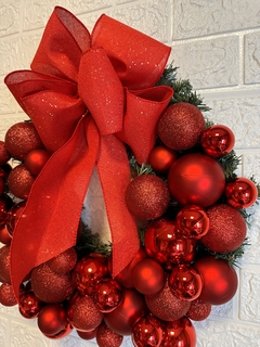 Guirlanda de Natal Bolas Vermelhas Amoreira Decor 44 cm na internet